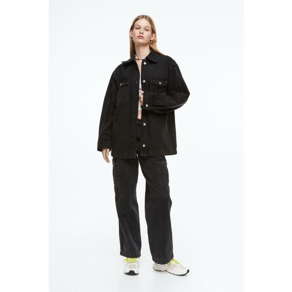 NWT H&M Black Jean Jacket Shacket